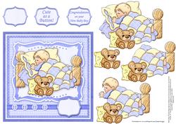 Baby Boy Cute as a Button Topper & Decoupage