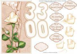 Pearl Wedding Anniversary or 30th Birthday Over the Side