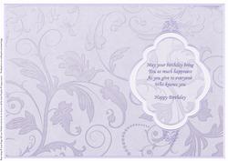 Birthday Insert Lilac Silver for Portrait Cards