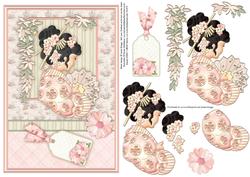 Oriental Lady in Pink Topper & Decoupage