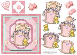 Baby Girl in Cradle Topper & Decoupage