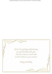 Birthday Insert Humorous Verse in Gold