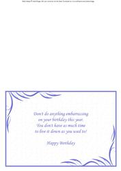 Birthday Insert Humorous Verse in Blue
