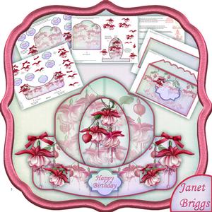 Fuchsias Push and Pull 3D Card Kit