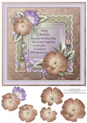 8x8 Chocolate & Mint Florals Topper & Decoupage