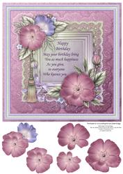 8x8 Raspberry & Mint Florals Topper & Decoupage