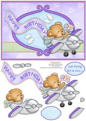 Flying by to Say Happy Birthday Decoupage