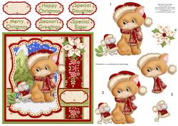 Christmas Mistletoe Cat & Mouse Decoupage