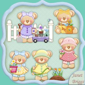 Gardening Bears Designer Resource Graphics
