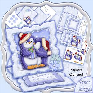 Christmas Kissing Penguins Easel Card Kit