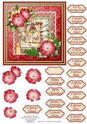 Christmas Rose Frame & Wreath in Window Decoupage