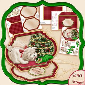 Puppy & Stocking Christmas Easel Card Kit
