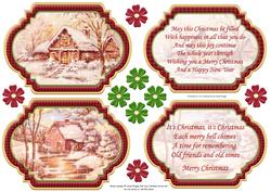 Vintage Christmas Scenes Toppers & Insert Plaques Red 1
