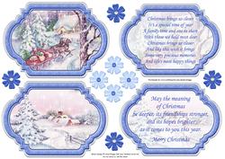Vintage Christmas Scenes Toppers & Insert Plaques Blue 1