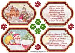 Vintage Christmas Scenes Toppers & Insert Plaques Red 2