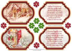 Vintage Christmas Scenes Toppers & Insert Plaques Red 3