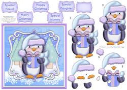 Penguin Gift Christmas Topper & Decoupage
