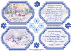 Vintage Christmas Scenes Toppers & Insert Plaques Blue 2