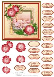 Christmas Rose Frame & Church in Gold