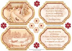Vintage Christmas Scenes Toppers & Insert Plaques Gold 1