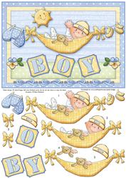 Baby Boy on Washing Line Topper & Decoupage