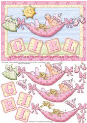 Baby Girl on Washing Line Topper & Decoupage