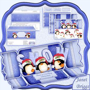 Large Dl Christmas Cracker Easel Card Kit Penguins