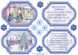 Vintage Christmas Scenes Toppers & Insert Plaques Blue 3