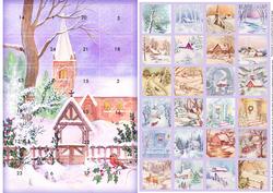 Christmas Advent Card Church & Robin