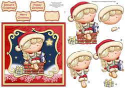 Starry Christmas Night Topper & Decoupage, Insert Available