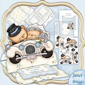 Wedding Car Bears Easel Card Kit & Decoupage