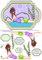 Teenage Music Girl Topper & Decoupage