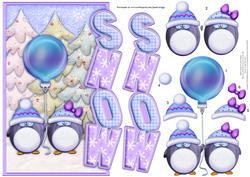 Over the Side Snow & Decoupage Penguin Couple
