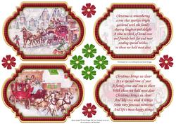 Vintage Christmas Scenes Toppers & Insert Plaques Red 4