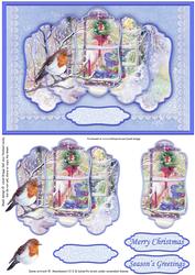 Christmas Robin at the Window 5 Panel Quick Card