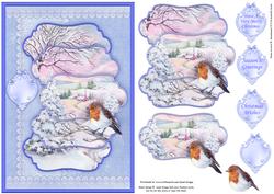 Christmas Robin in Winter 5 Panel Quick Card