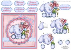 Ellie Elephant Have an Unforgettable Day Decoupage