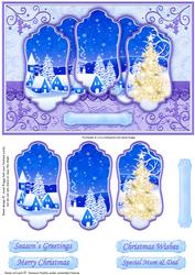 Gold Christmas Tree 5 Panel Quick Card