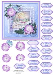 Christmas Roses Frame & Winter Village Quick Card