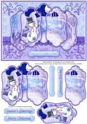 Snowman Paradise 5 Panel Quick Christmas Card