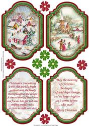 Vintage Christmas Scenes Toppers & Insert Plaques Green