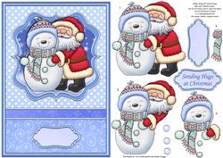 Santa Hugs Christmas Card Front and Decoupage