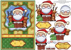 Santa's Stuck Christmas Card Topper & Decoupage