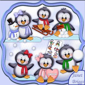 Snow Penguins Christmas Designer Resource Graphics