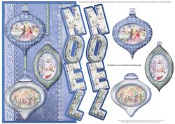 Vintage Christmas Baubles Over the Side Noel Blue