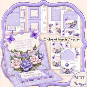 Lilac Roses Envelope Easel Kit Birthday or Anniversary