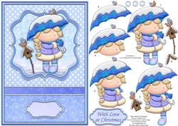 Izzy's Snowy Umbrella Christmas Card & Decoupage