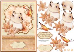 Kitten Butterfly & Lilies Card & Decoupage