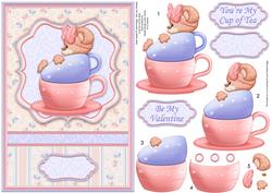 You're My Cup of Tea Valentine or Anniversary Decoupage