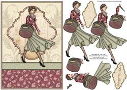 Vintage Shopping Lady Topper & Decoupage